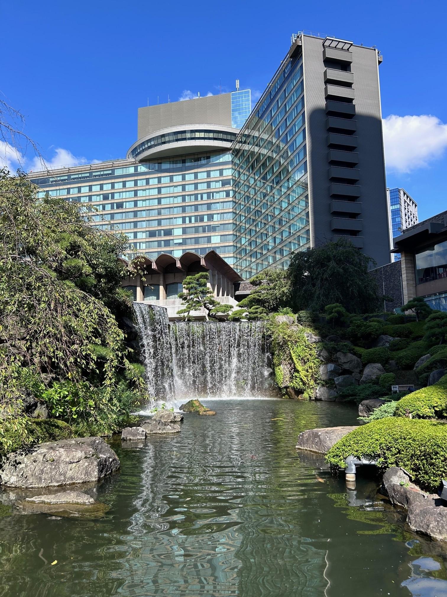 Garden waterfall, the
 main in back ground