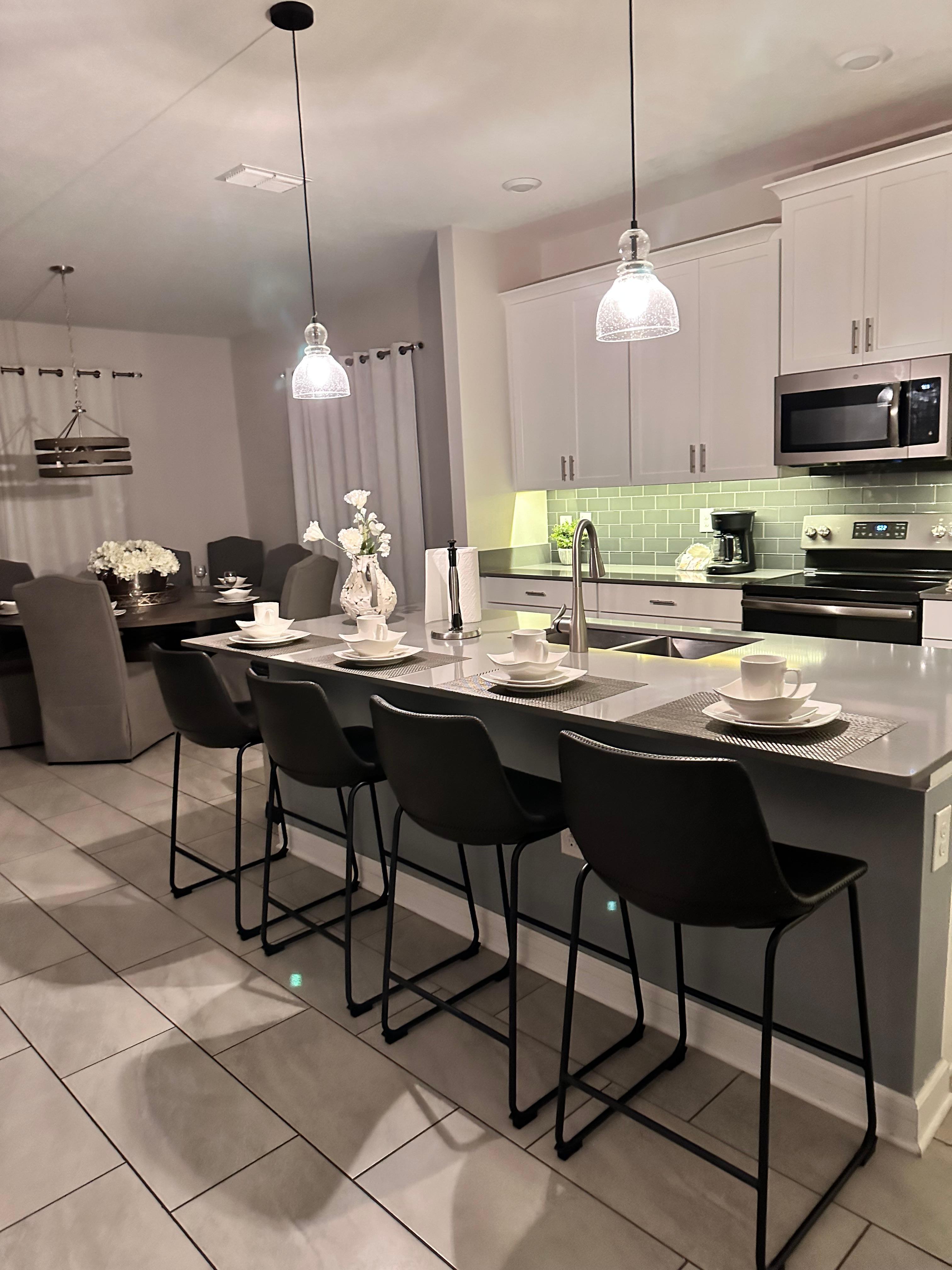 Counter height stools for additional dining seating