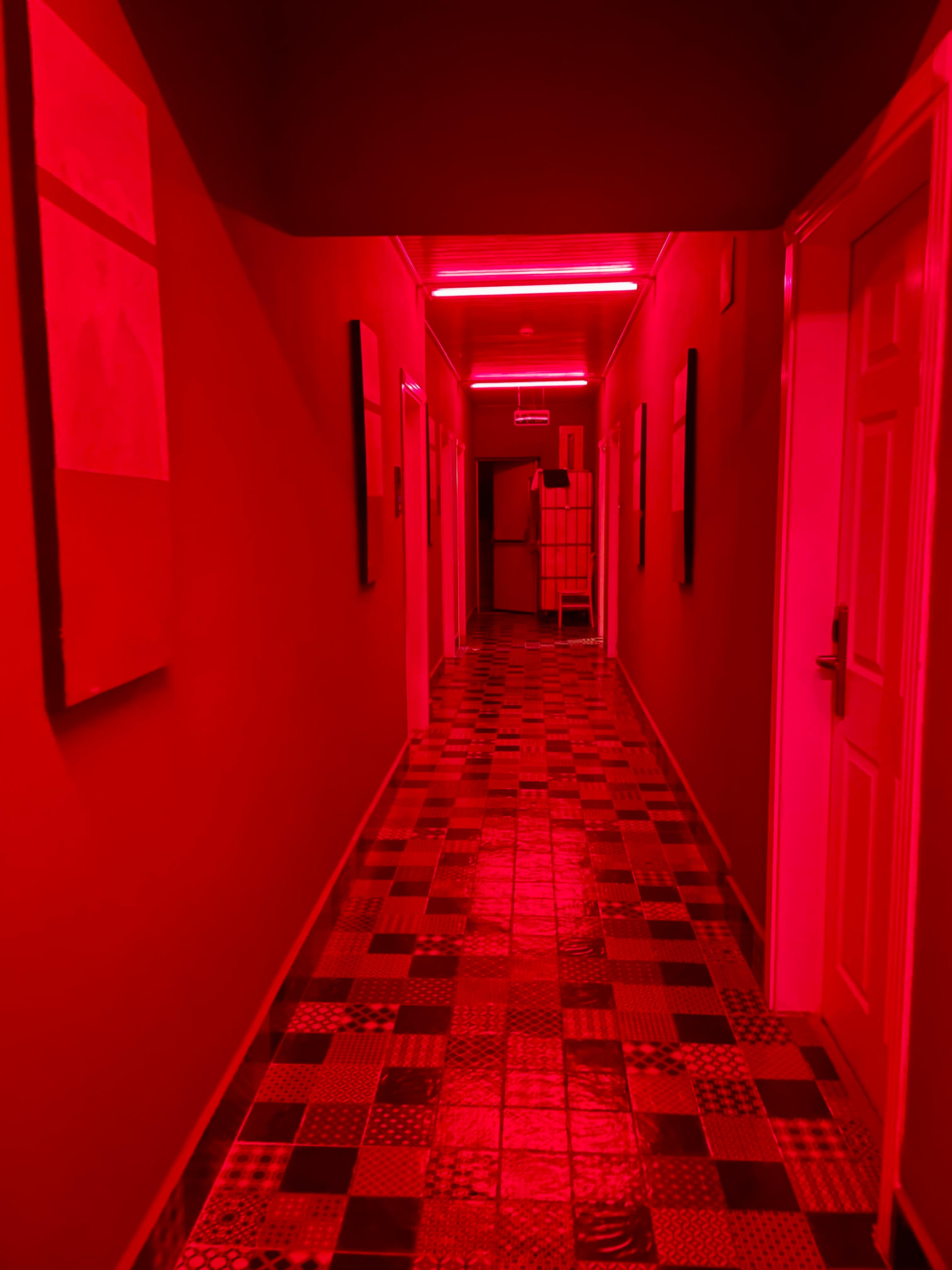 Hallways with red light