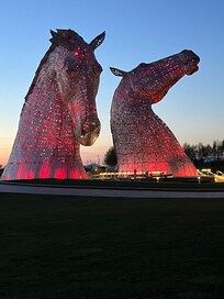 kelpies at night. A short walk from hotel