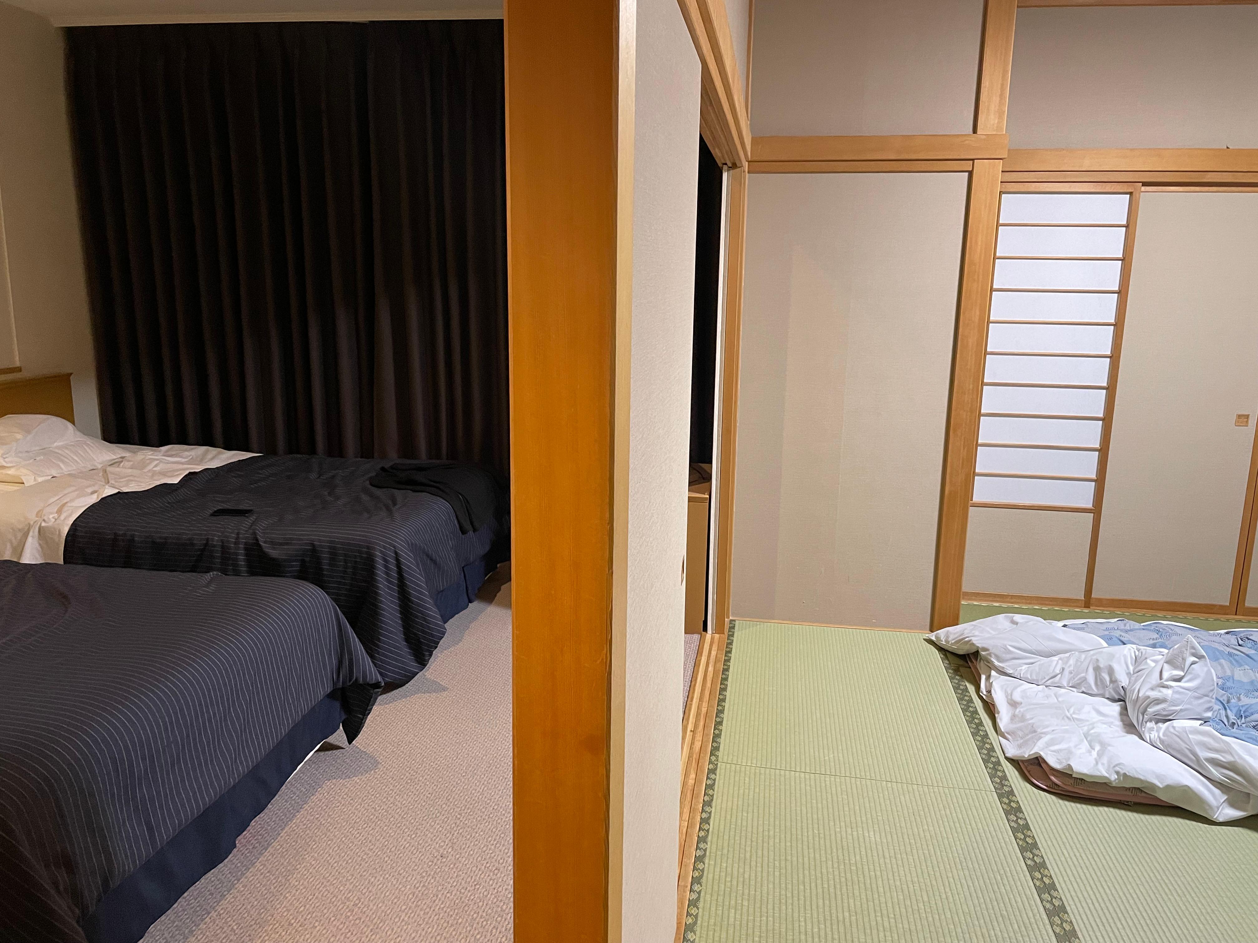 Western Japanese Room - comes with 2 double beds and an area for futons. 