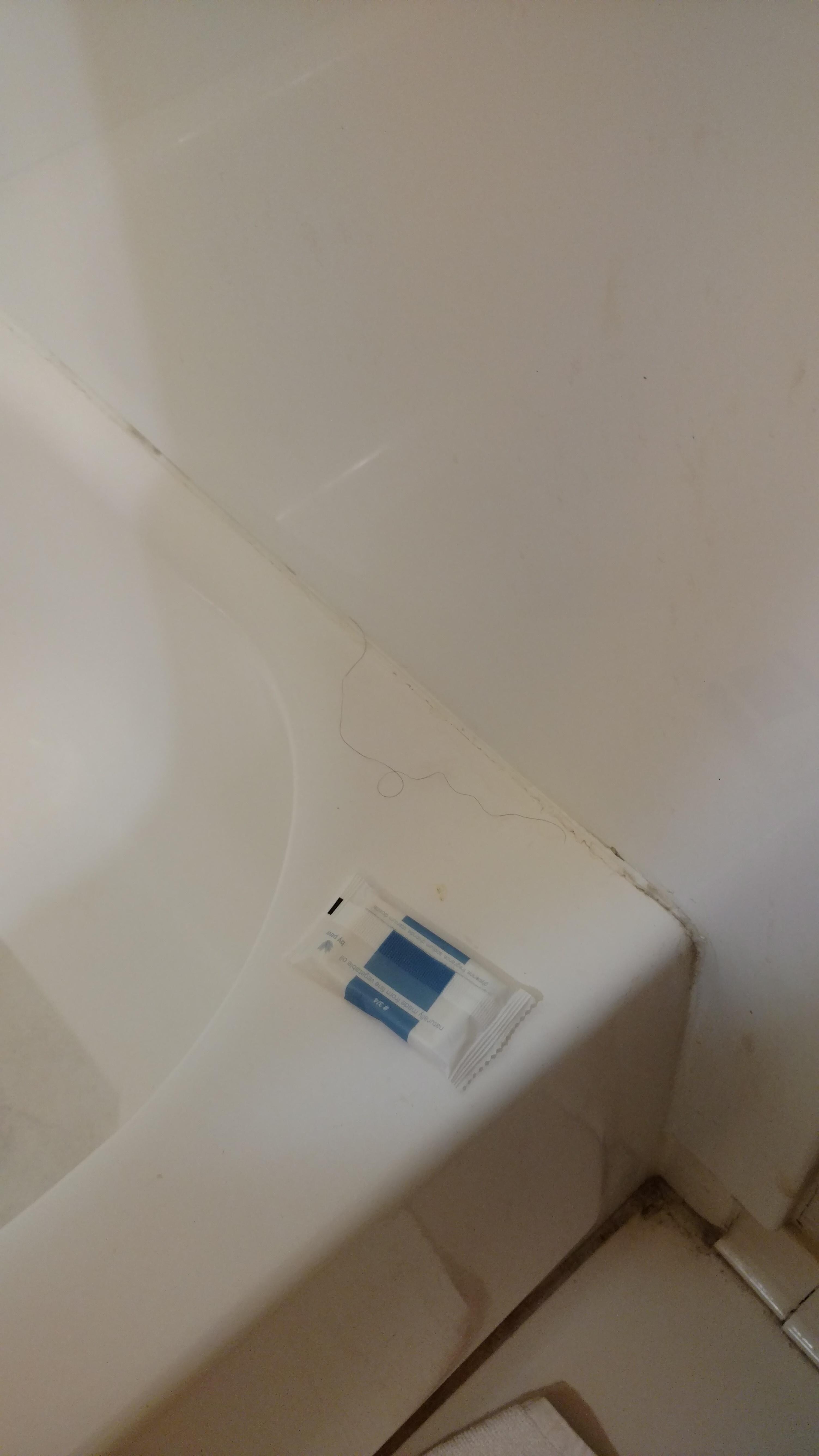 Hair on the sides of the tub!
