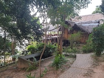 The gorgeous tree house bar and restaurant which overlooks the sea
