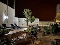 Pool area by night