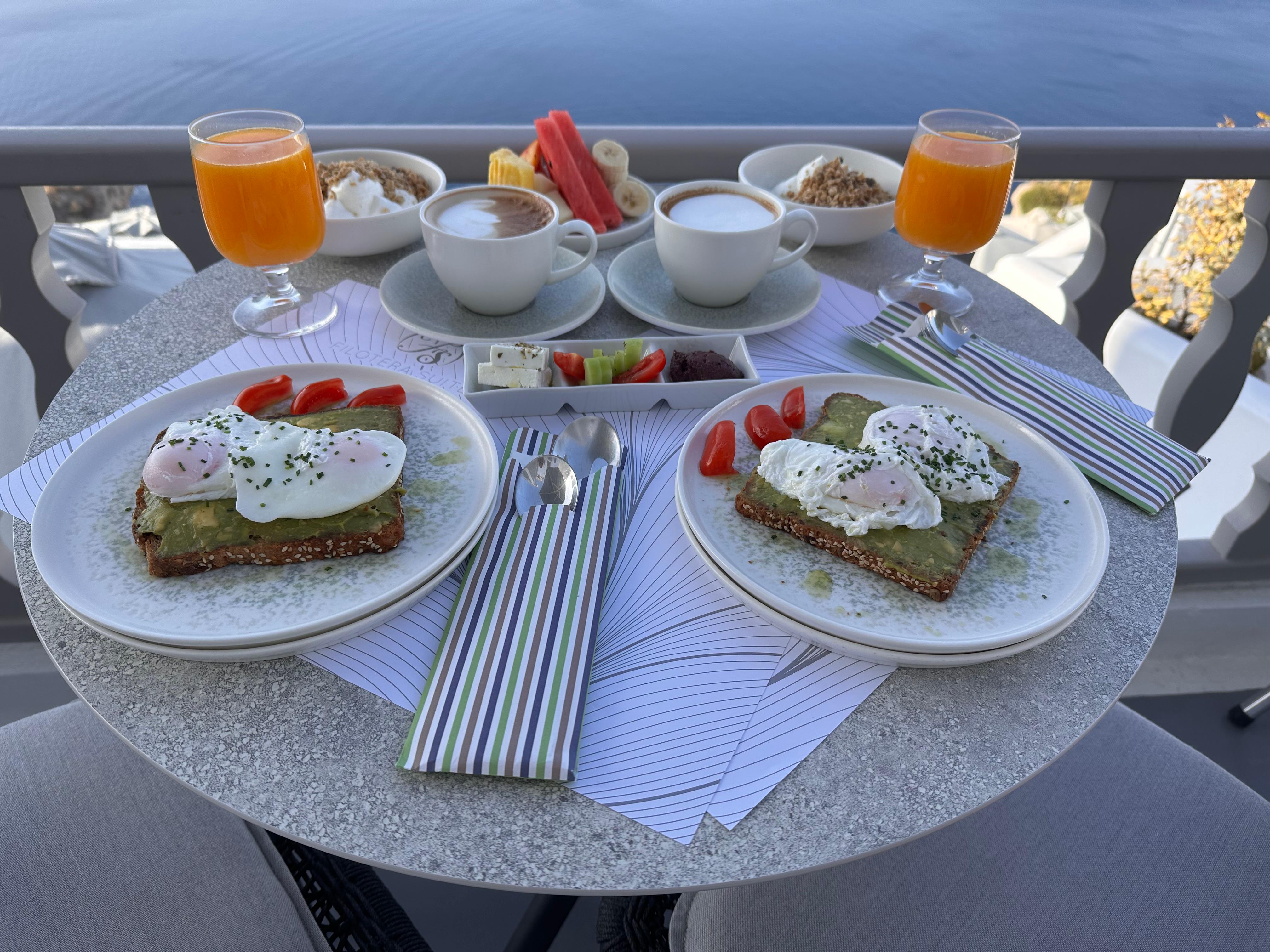 Breakfast served on our balcony