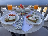 Breakfast served on our balcony