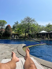 Plenty of comfy pool lounges to choose from.