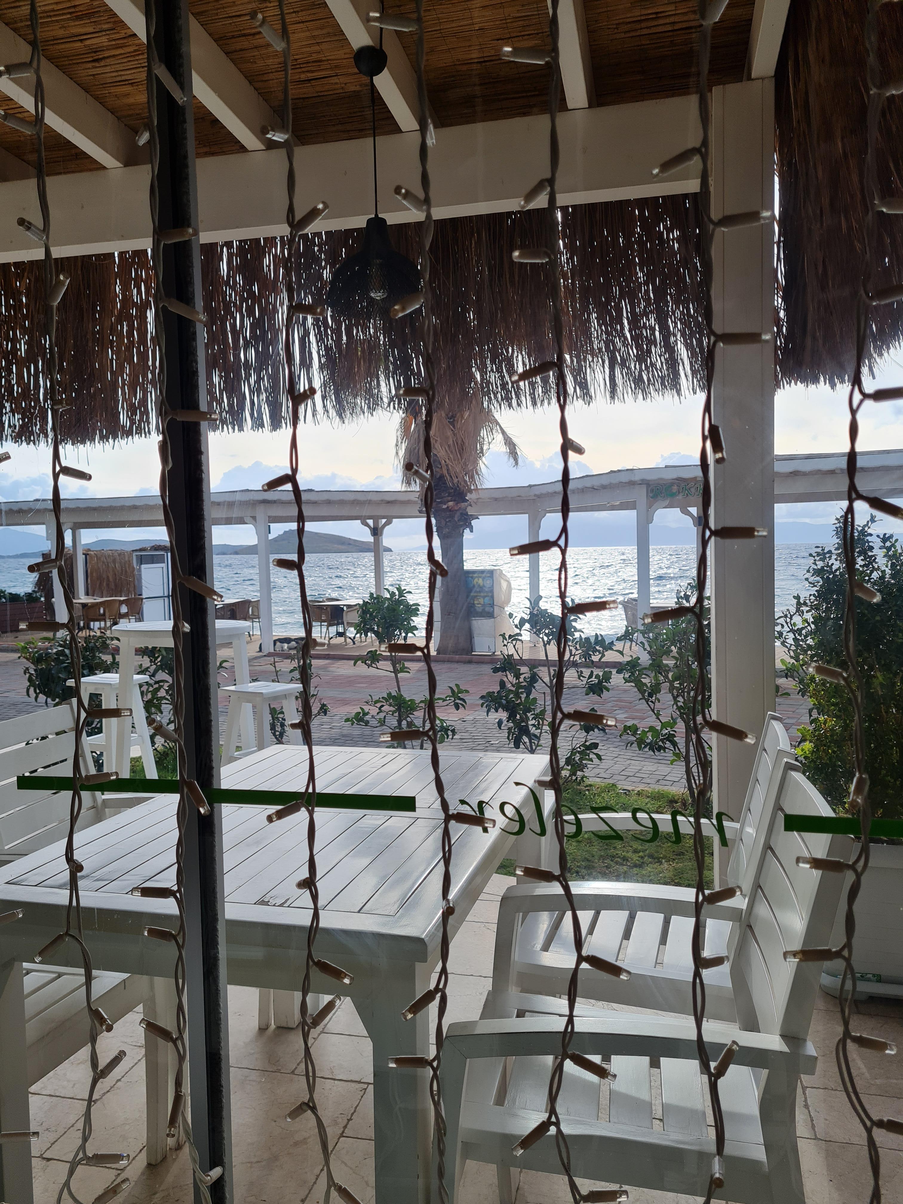 View from inside the restaurant. 