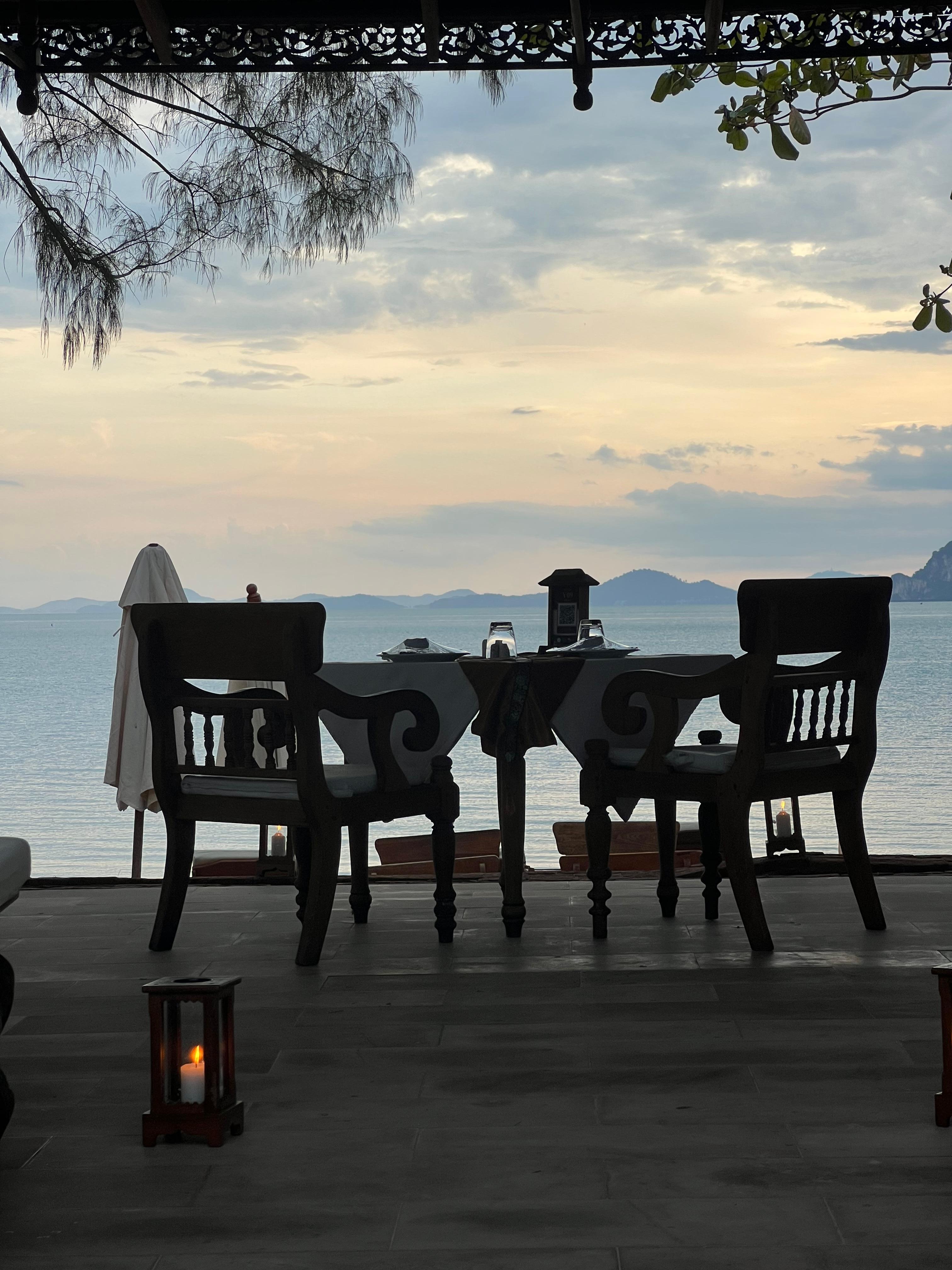 Romantic dinner by the sea