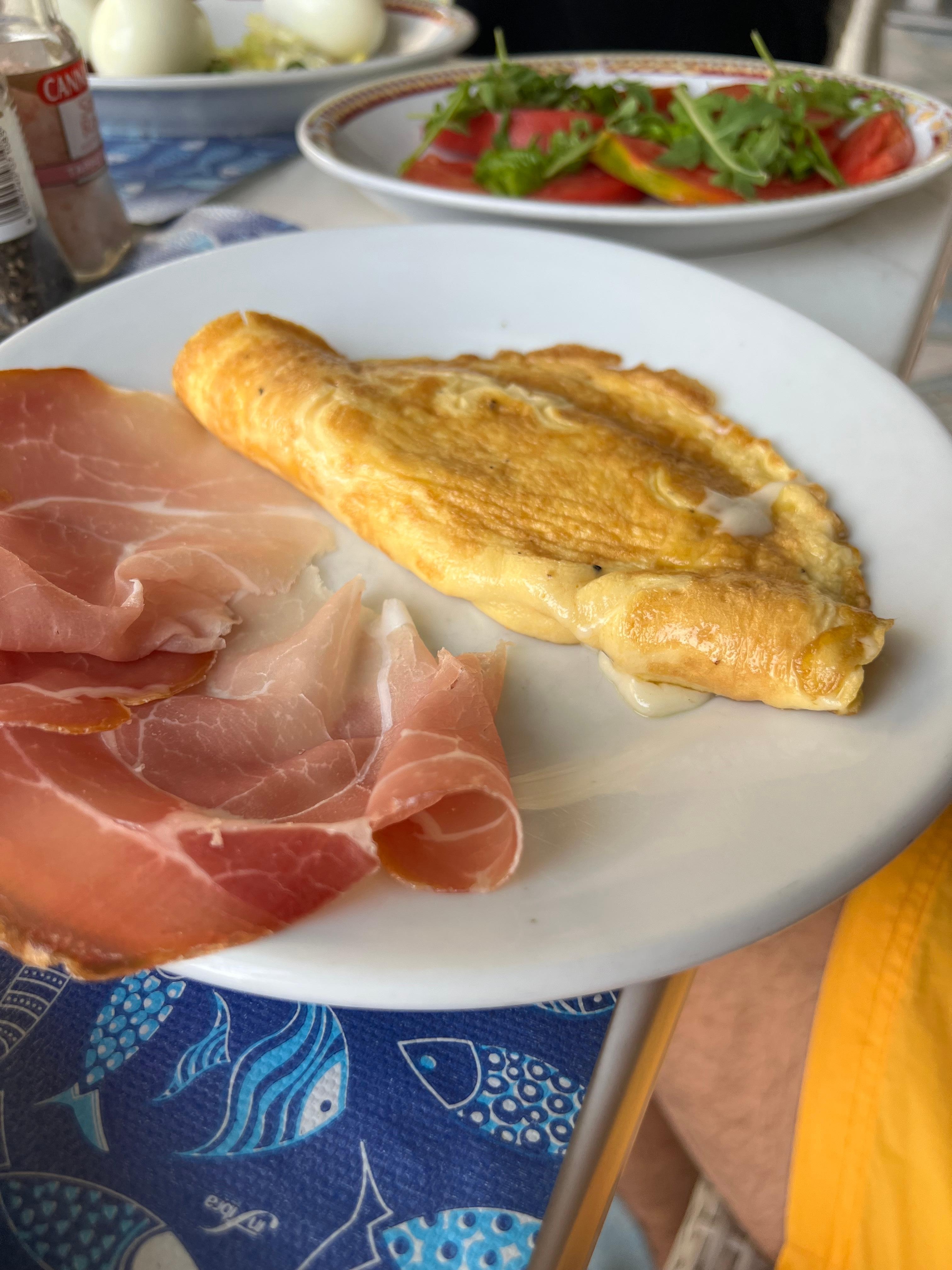 Omelete e prosciuto
