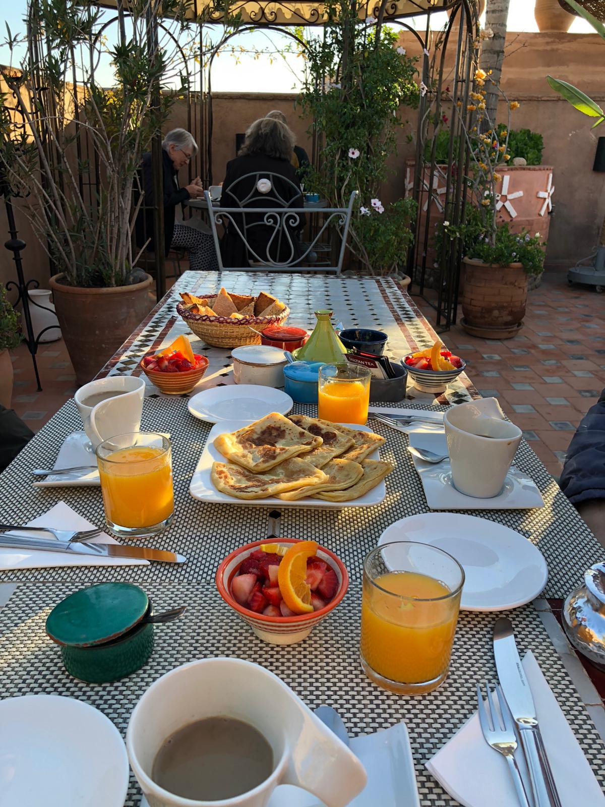 Breakfast in the rooftop terrace