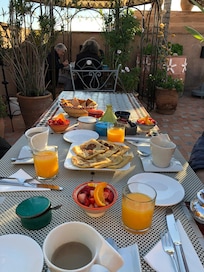 Breakfast in the rooftop terrace