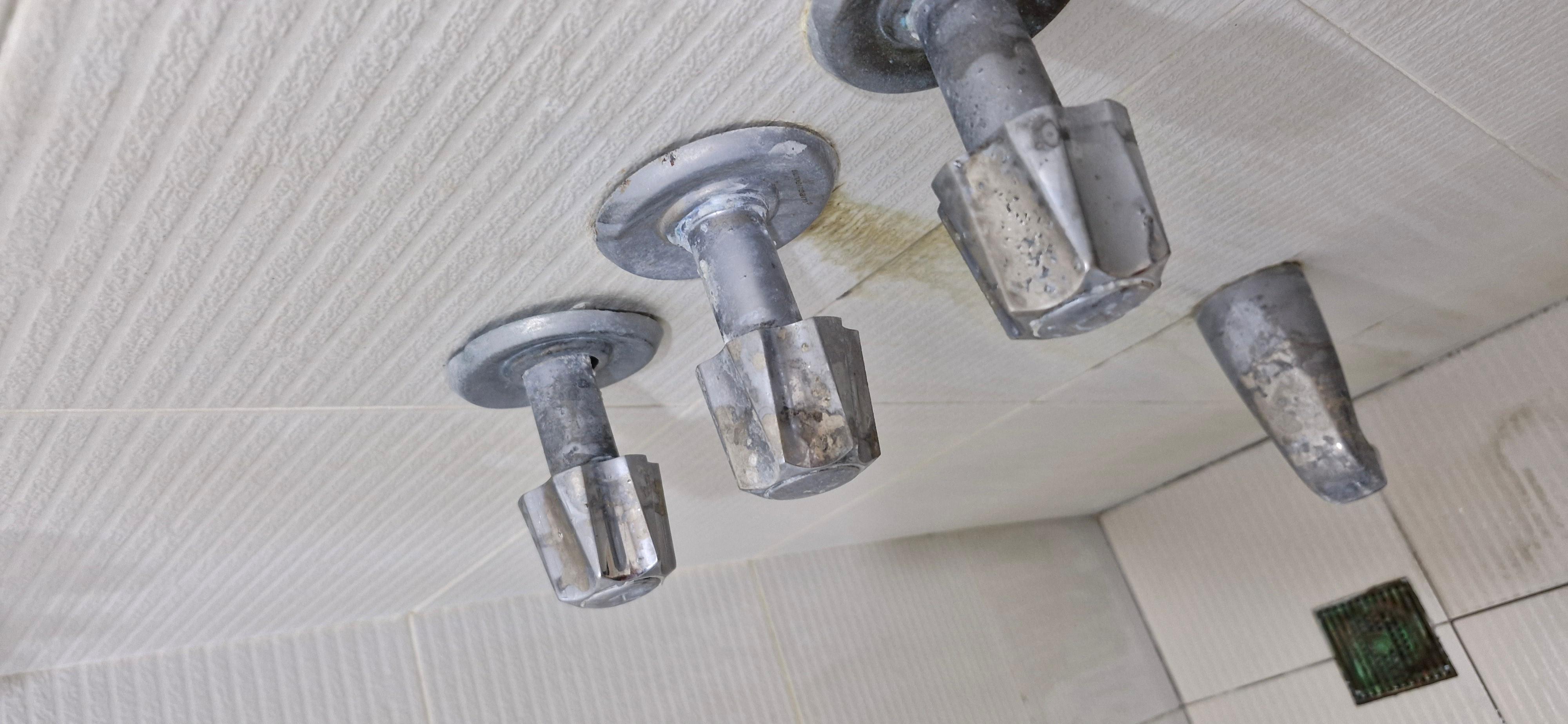 The shower handles were covered in limescale and would come lose from the wall.