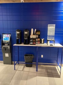 Free coffe at ground level + ATM