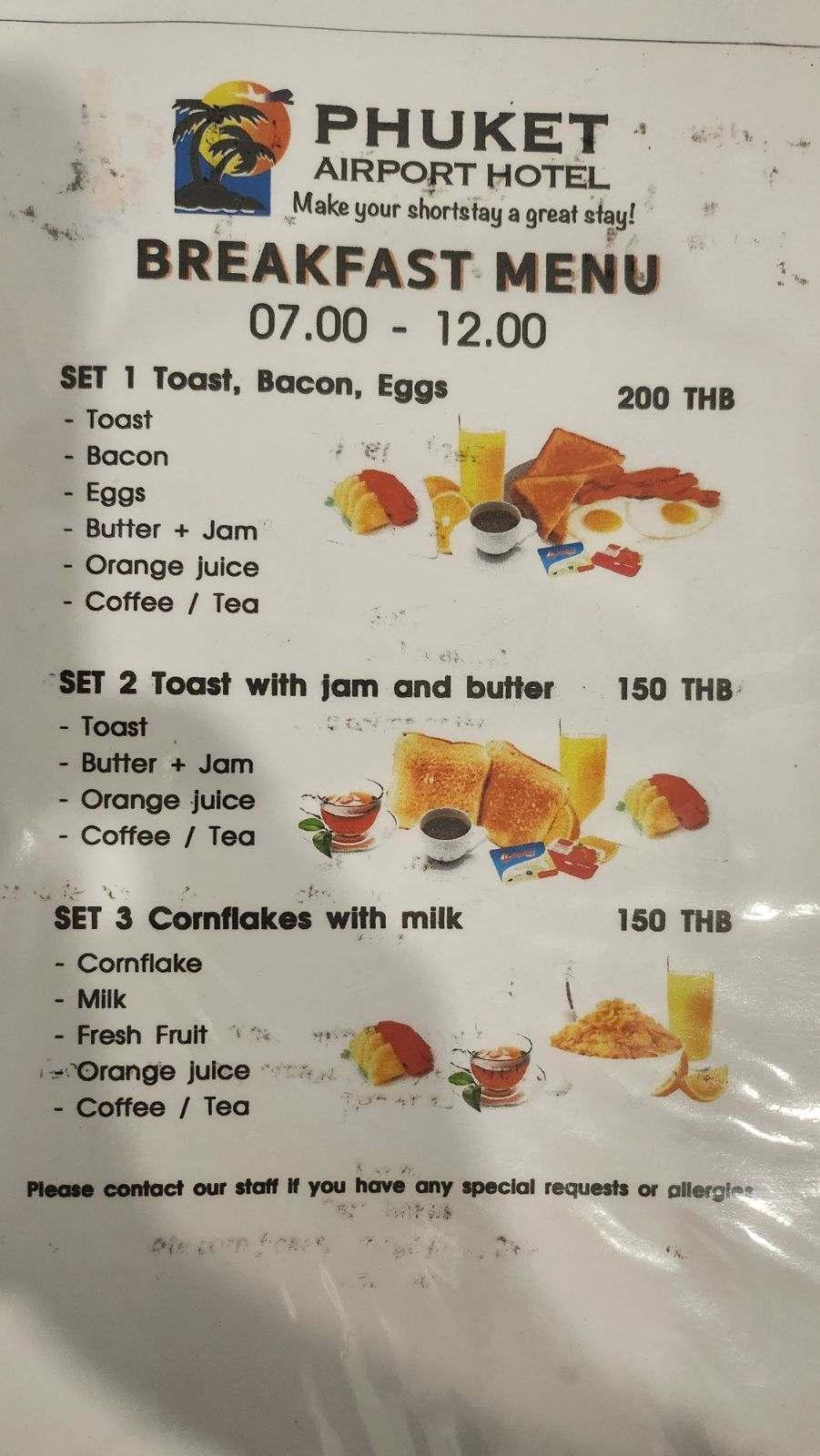 Breakfast menu