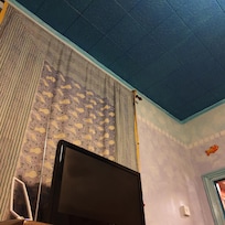 Bedroom wall art and ceiling