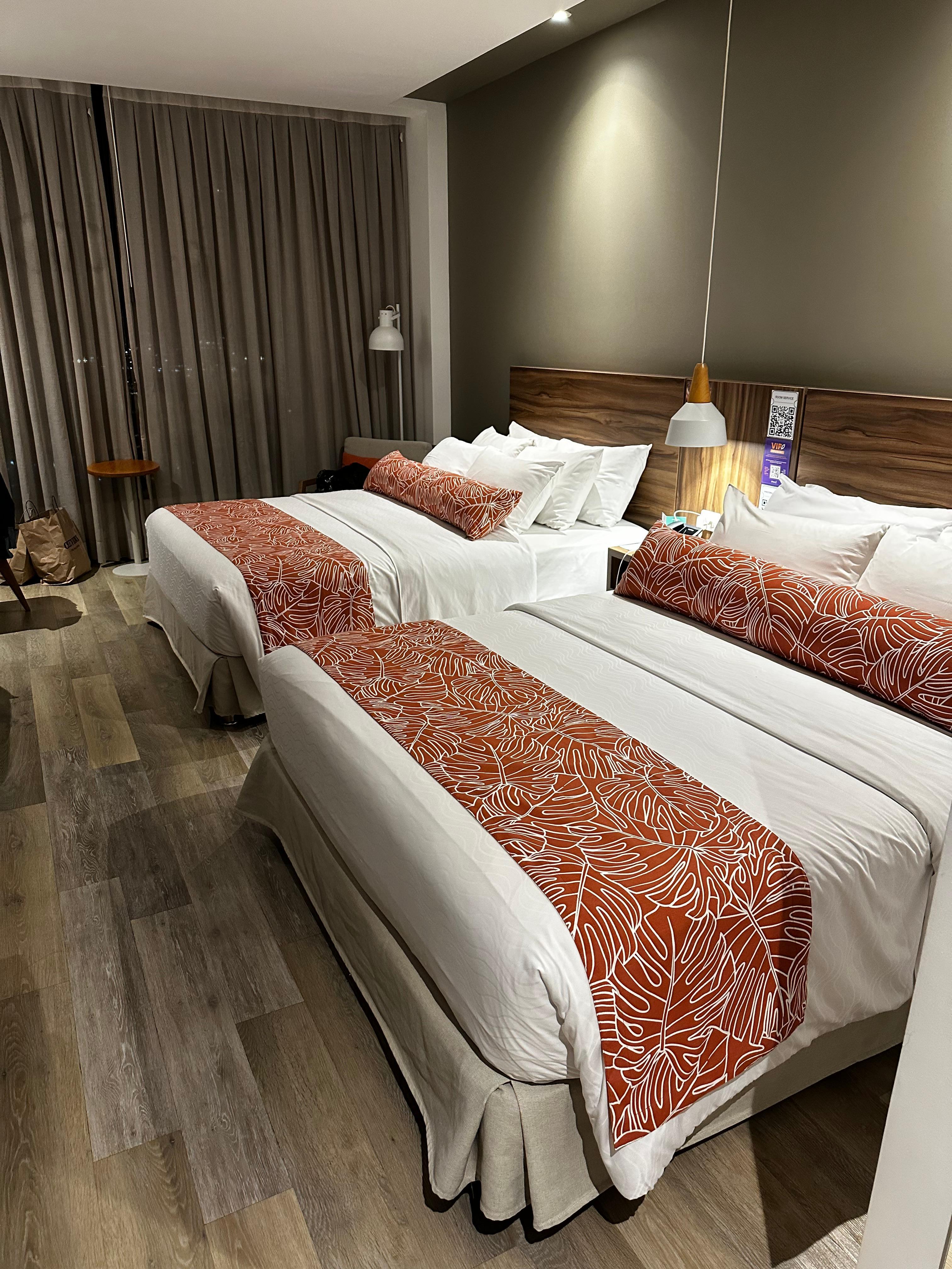 Room with double bed.