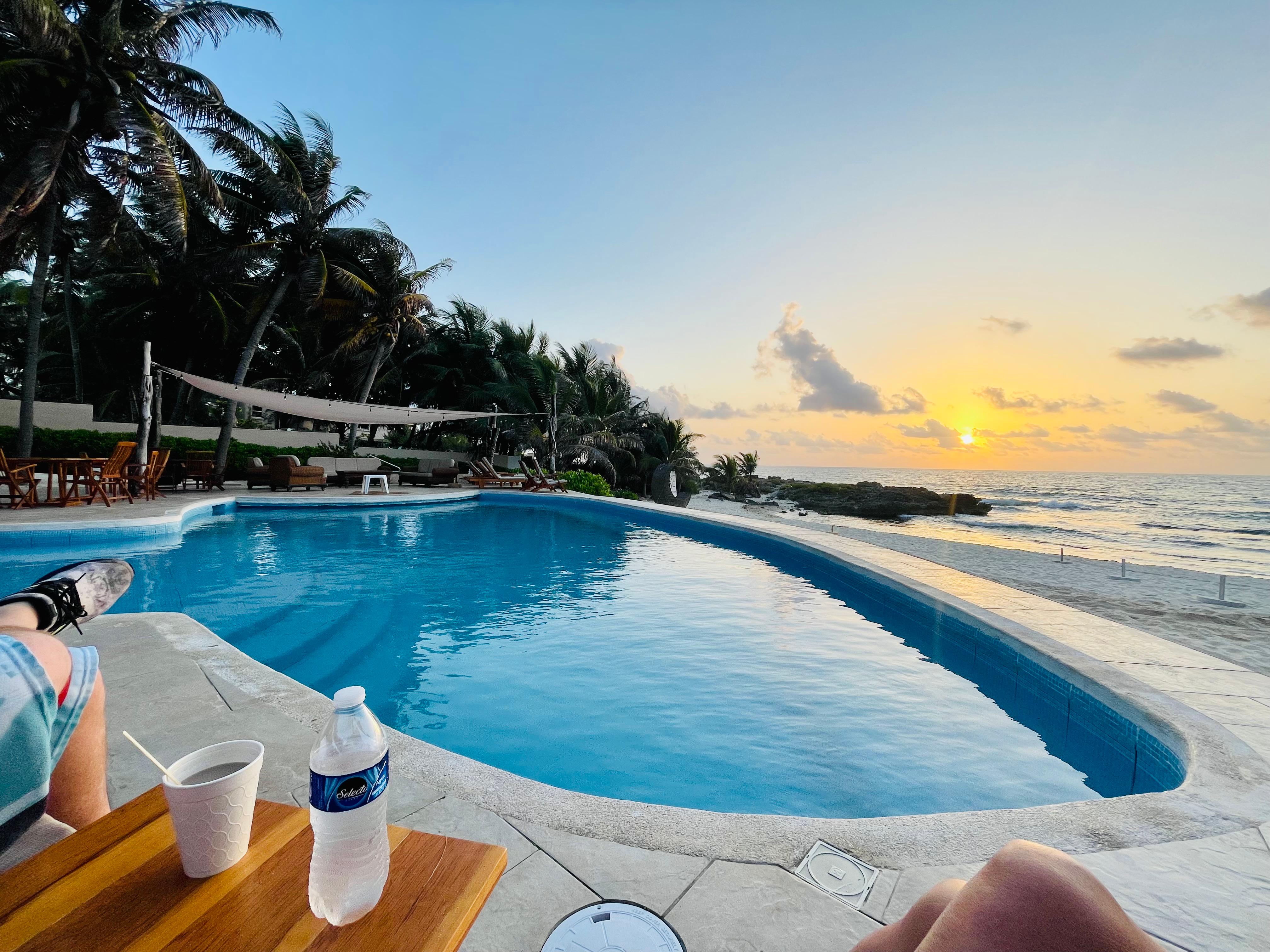 Poolside sunrise