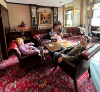 The lobby is very cozy.