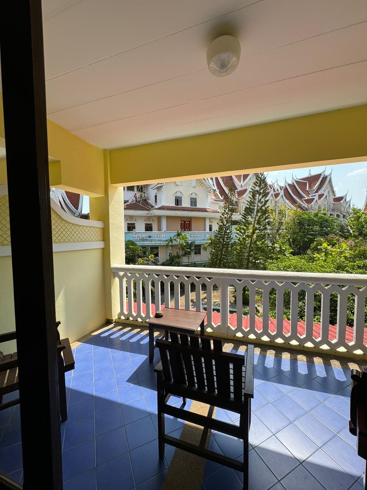 Balcony of MW krabi beach resort. Again, same owner, two different hotels. MW is older and cheaper. Ayodhaya is new and cost more.