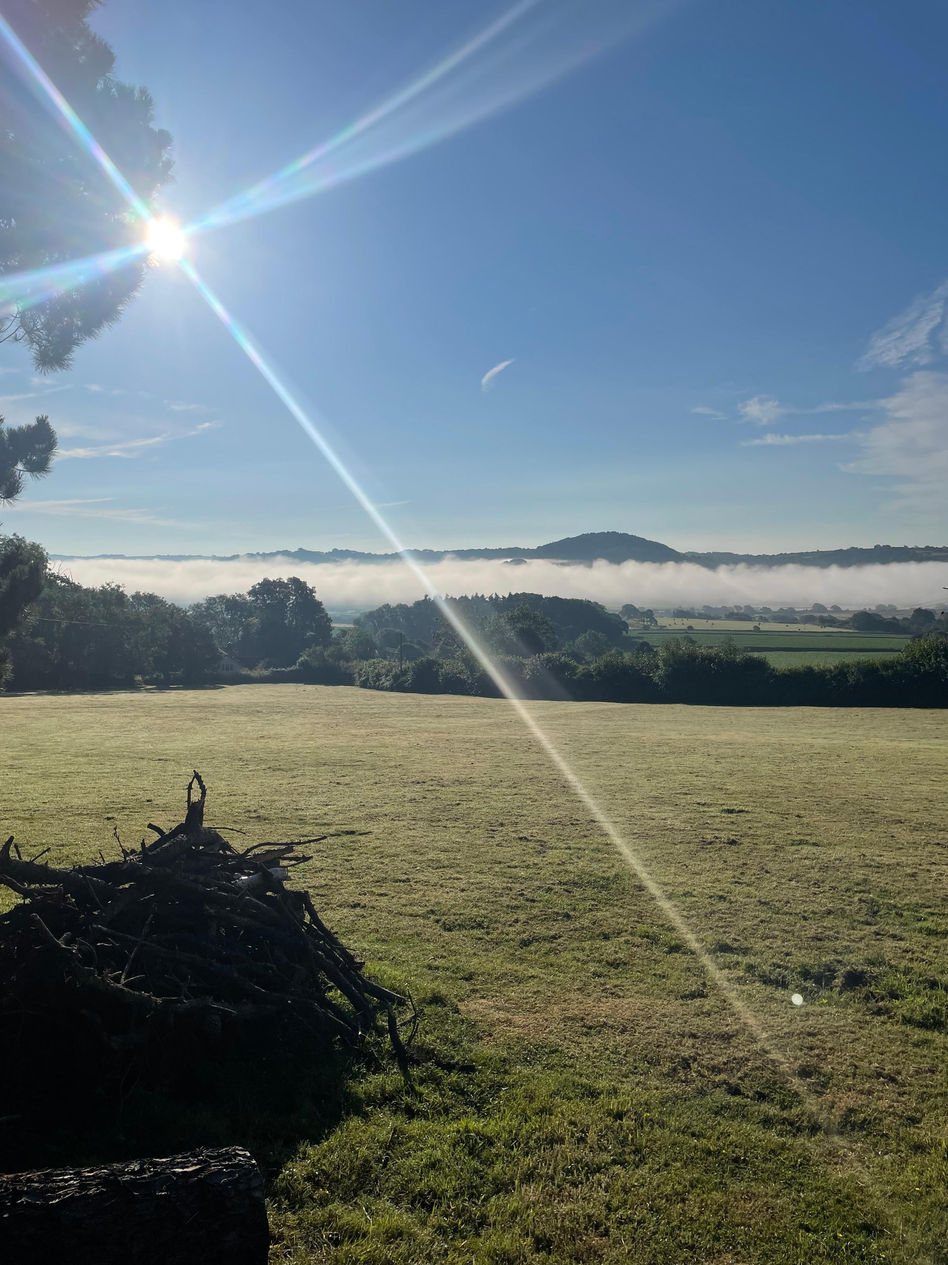 The view over the river mouth, with mist, in the morning, from our room 