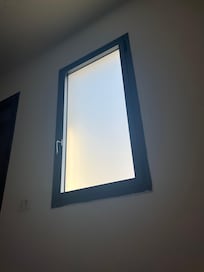 The window in the bedroom, impossible to sleep with the light.