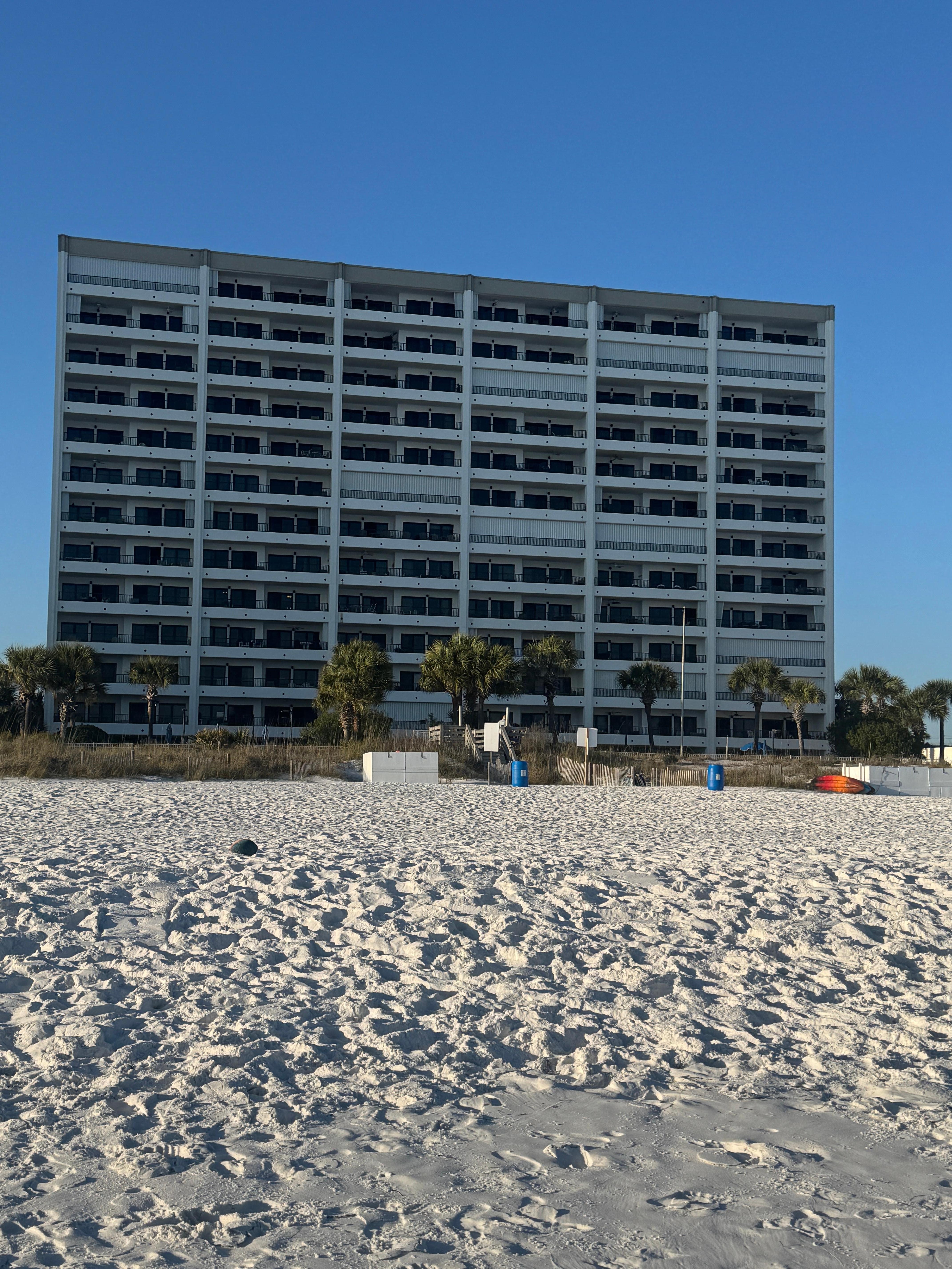 View of building from the beach
