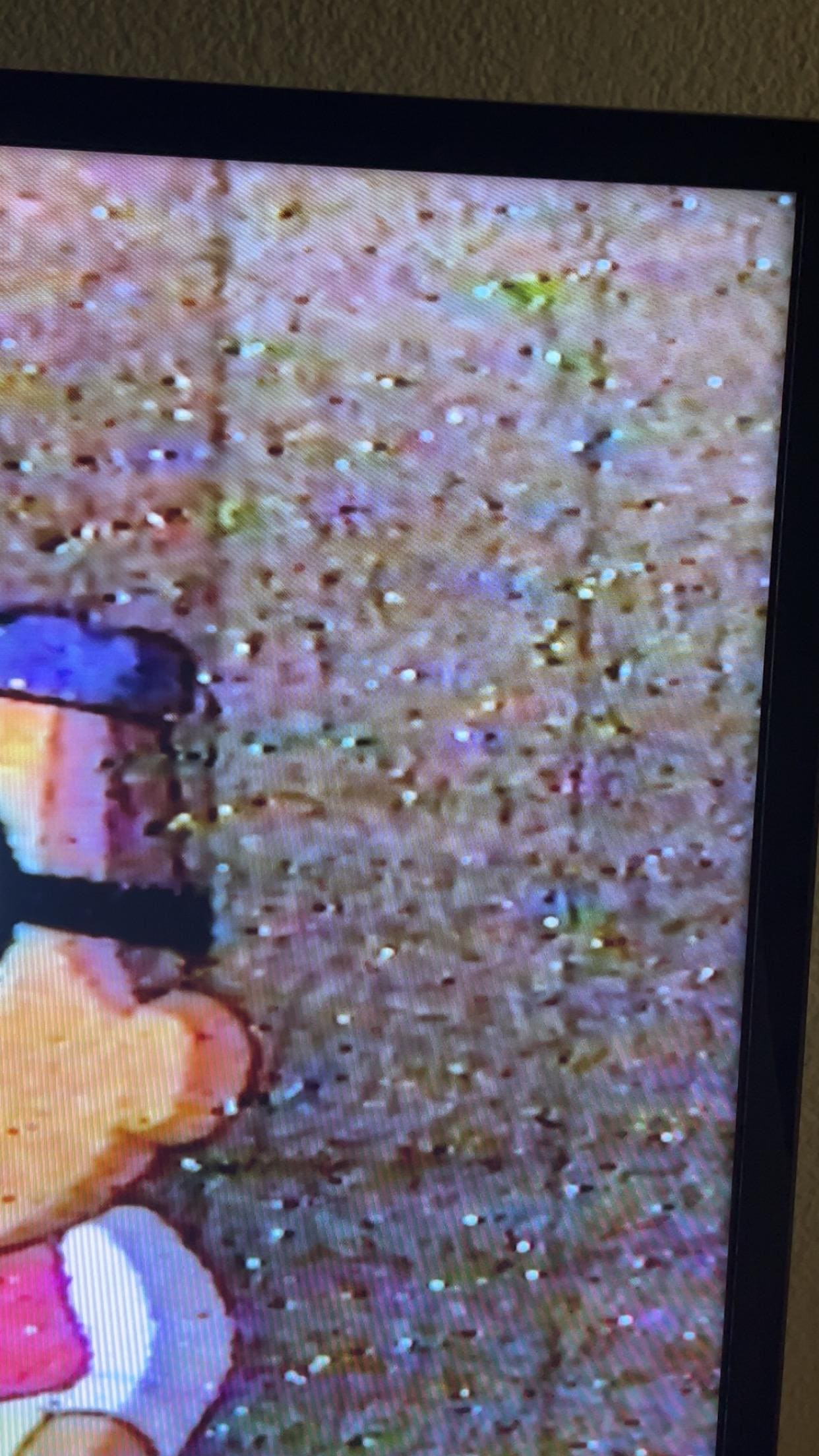 TV was barely holding on with terrible picture in first room.