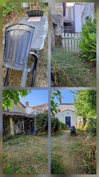Les extérieurs avec un salon de jardin très sale !