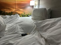 Sagging mattress. Threw a wallet into the “hole”.