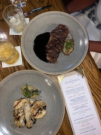 superbia menu dinner, I am a vegetarian so they gave me bbq cauliflower it was outstanding!