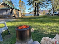 Sitting by the fire with the lake in view and full access