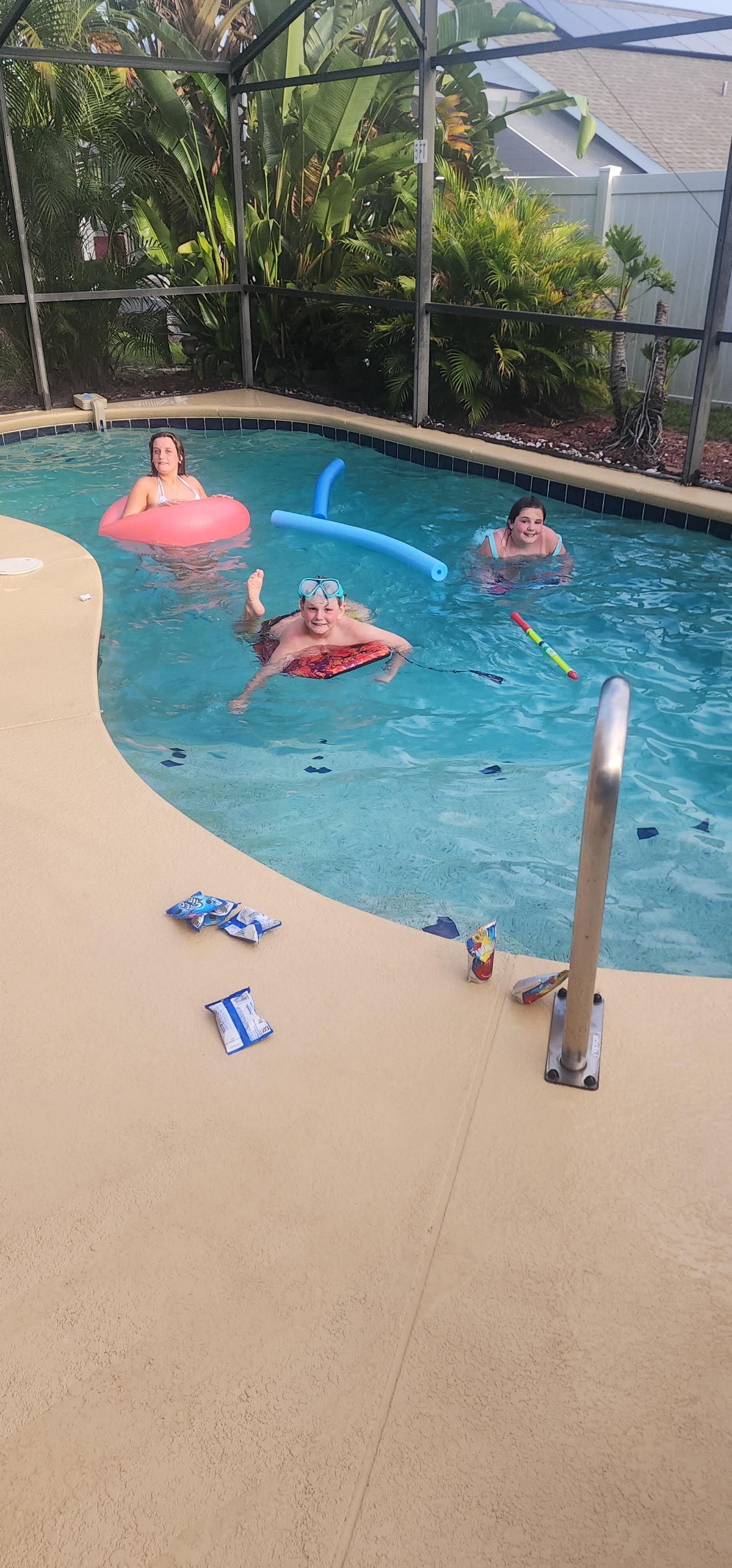 Pool was perfect temperature. 