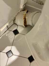Behind the toilet...Rust? Whatever?