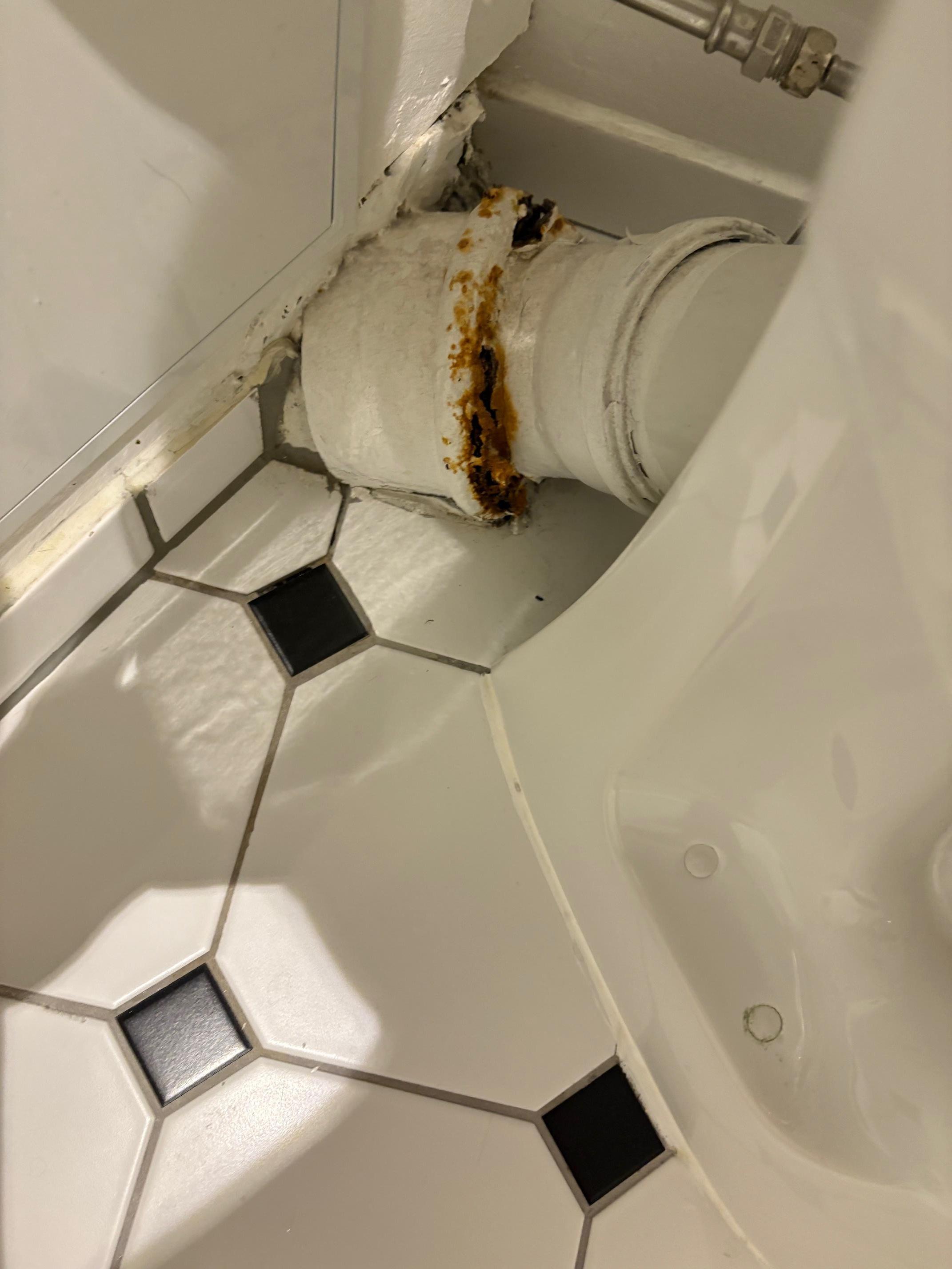 Behind the toilet...Rust? Whatever?