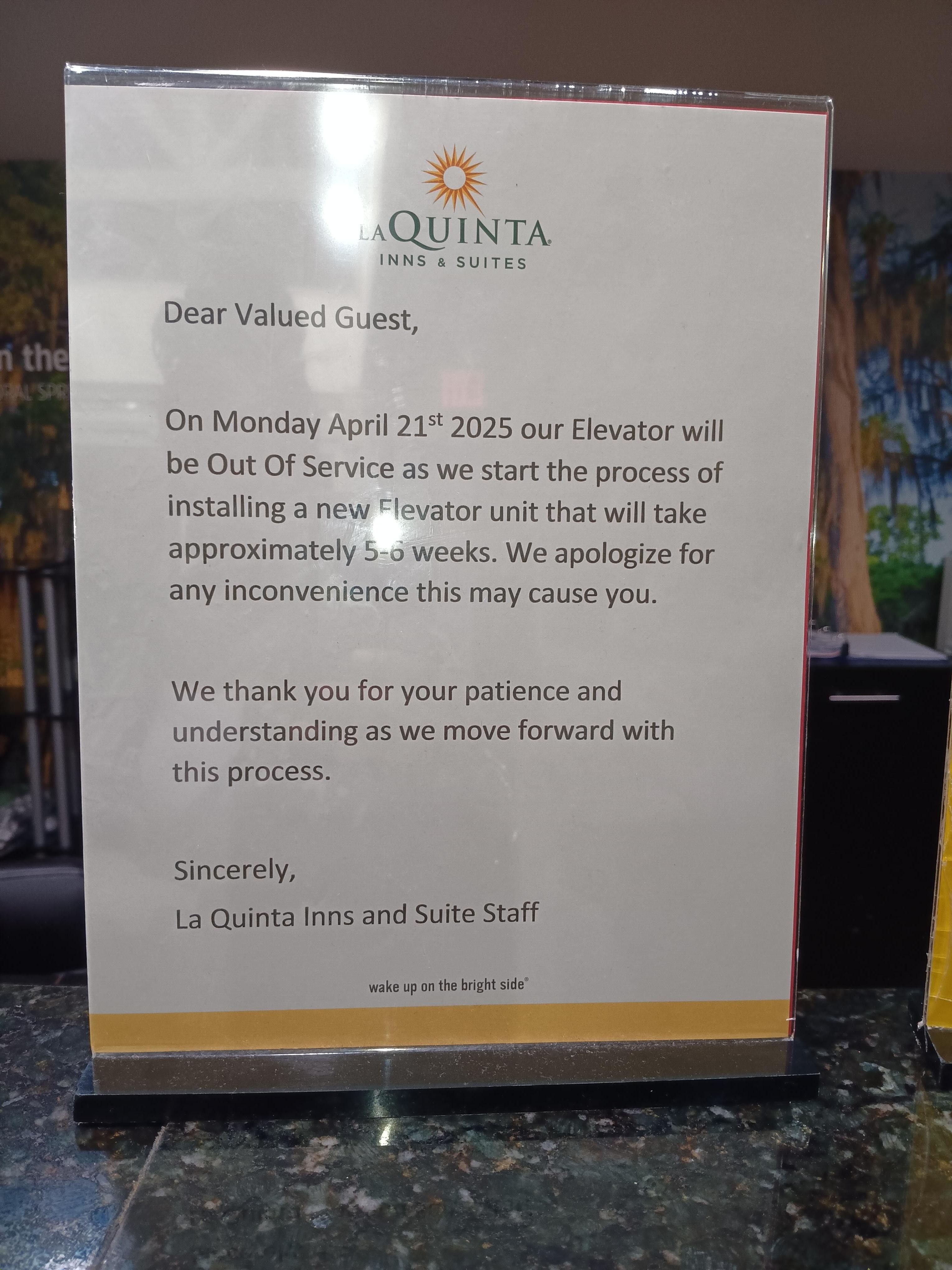 Elevator notice 