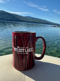 The perfect start to any day: a nice cup of coffee sitting on the boat at the end of the dock. Such a beautiful and peaceful time on the lake!