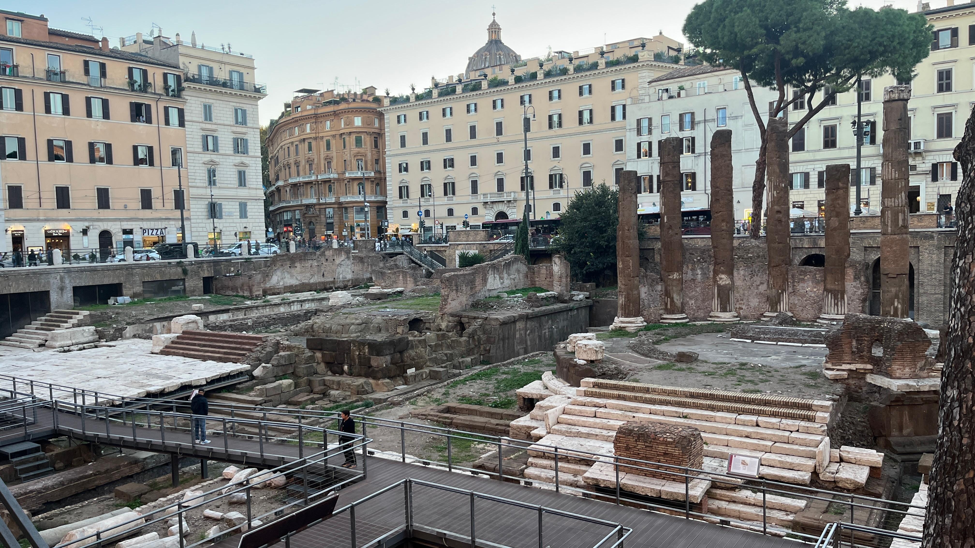 Ruins from the ground. Our room was on 3rd floor of yellowish building in the left. 
