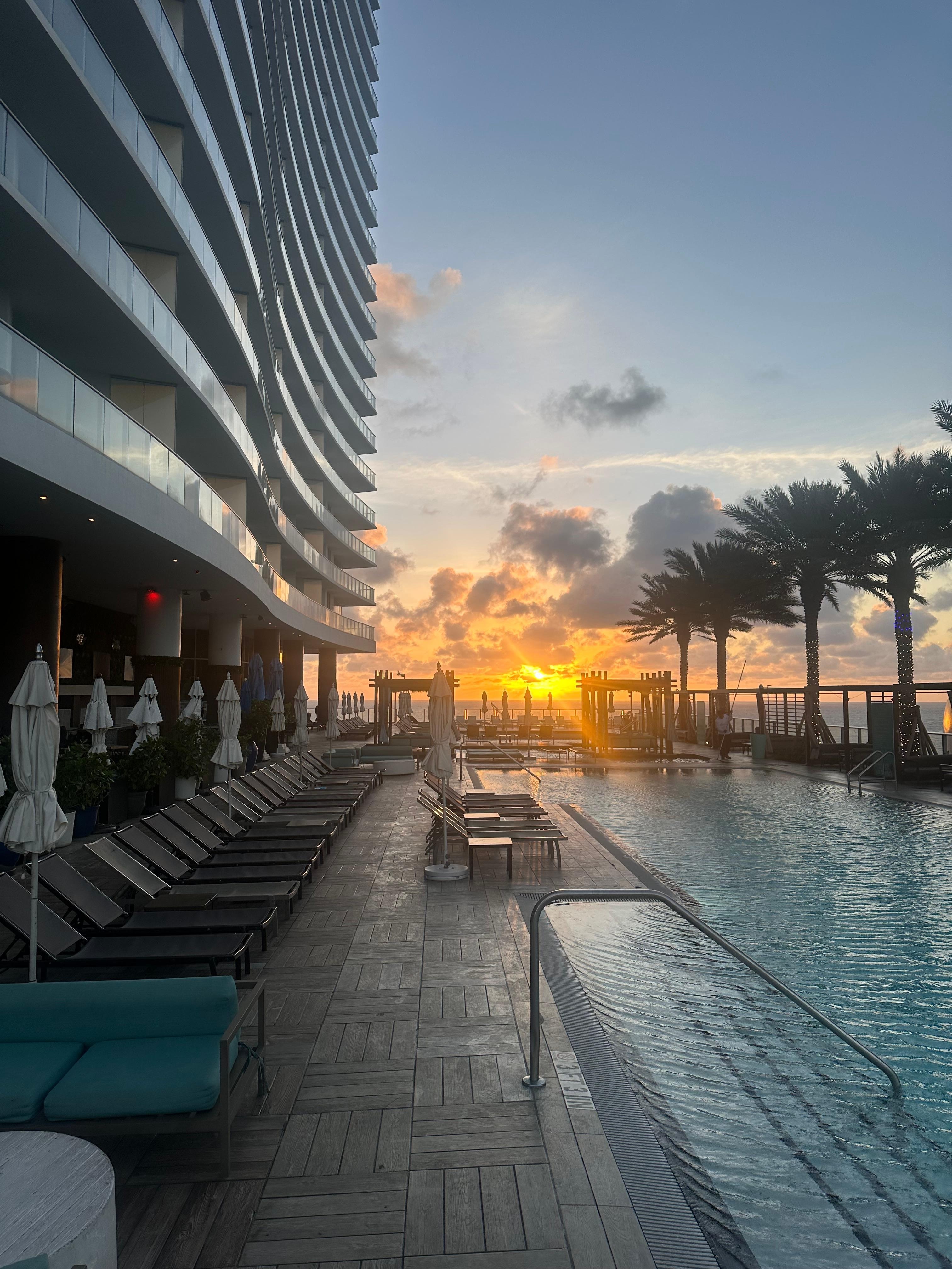 Sunrise on the pool deck. 