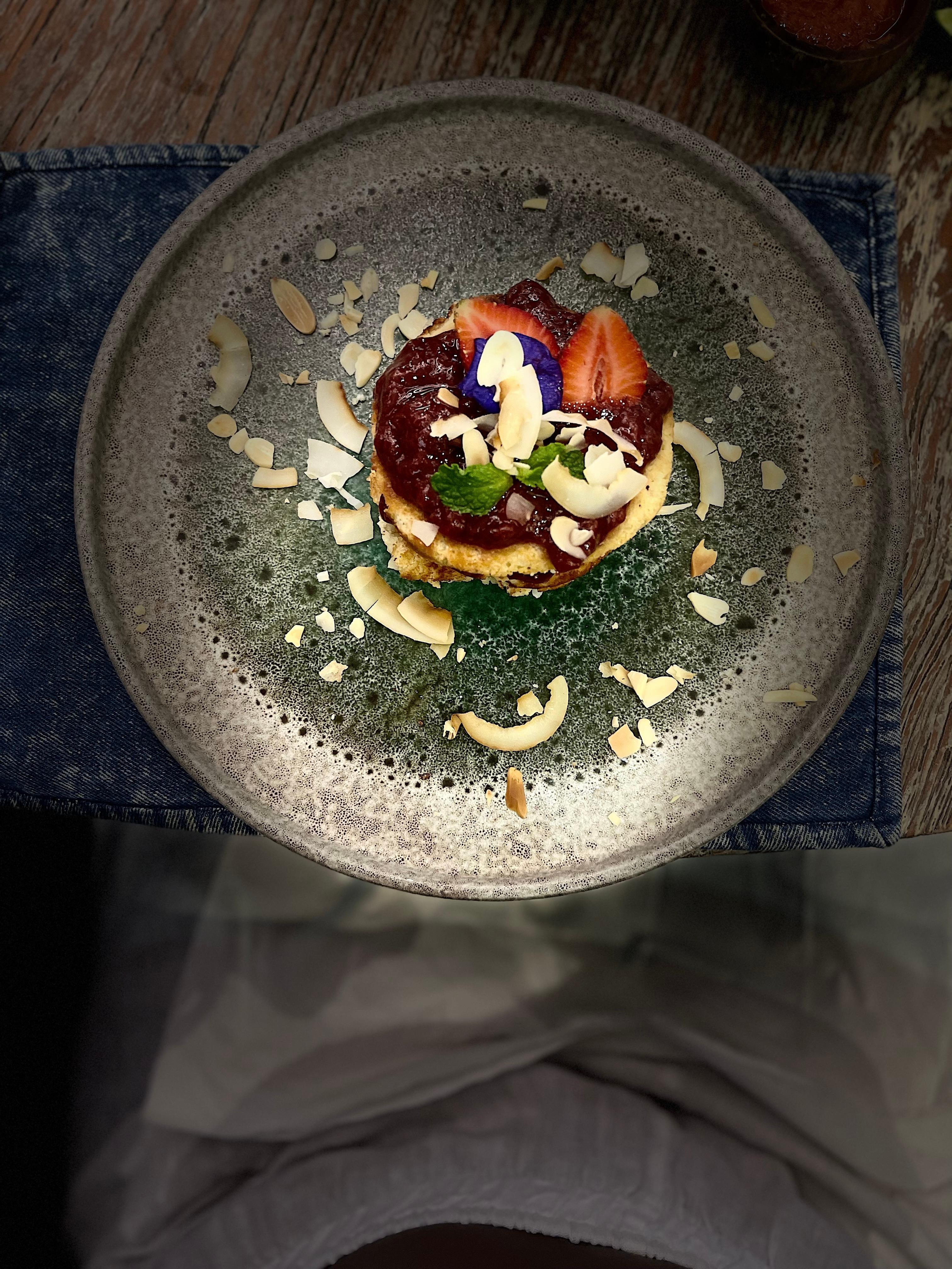 Gluten free strawberry pancake my breakfast 