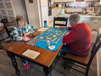 Puzzles on the dining table.