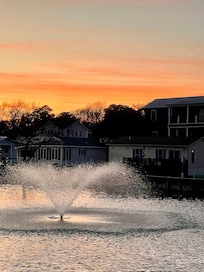 Beautiful sunset can be seen nightly off the front deck .