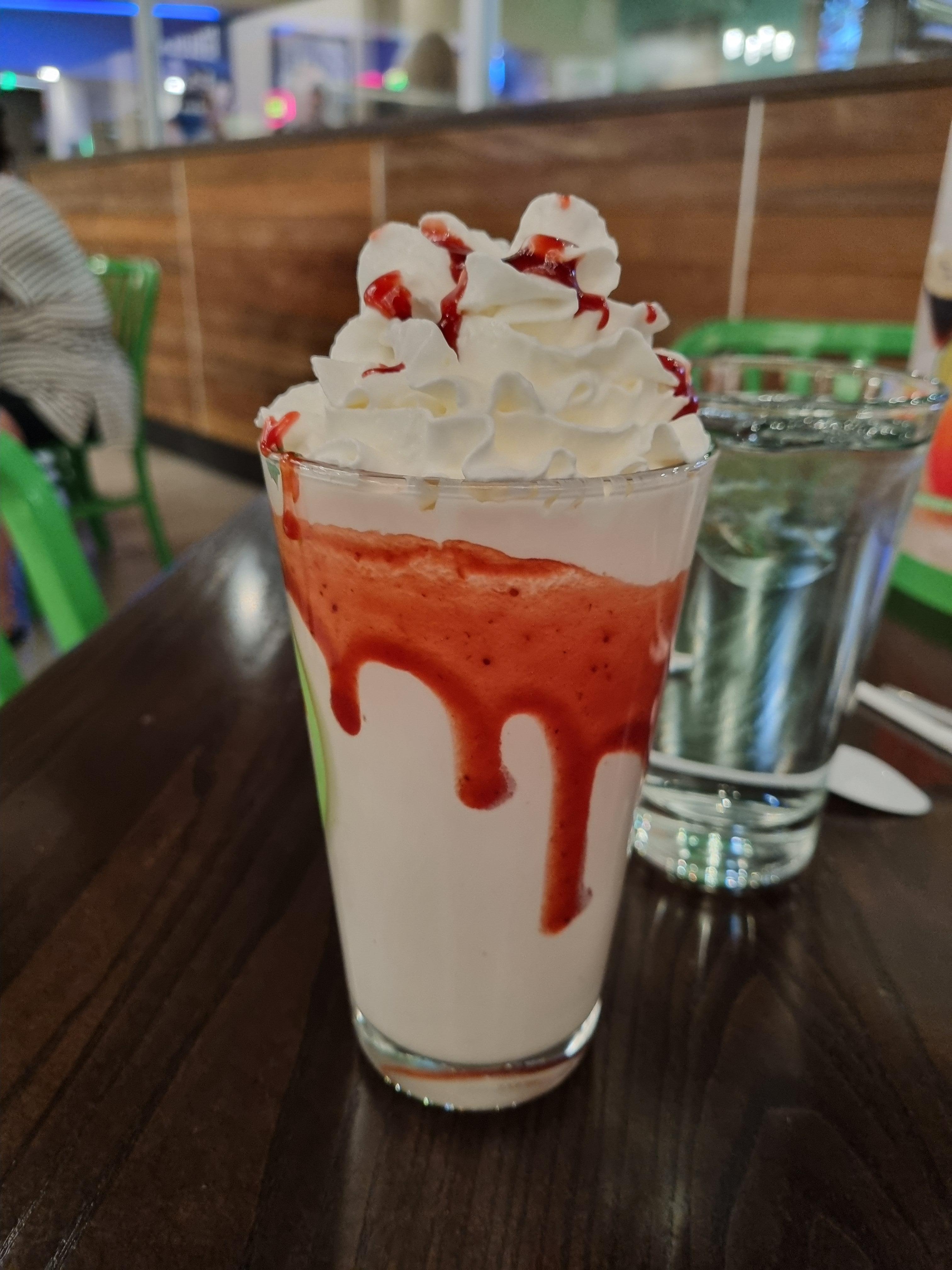 Wahlburger's strawberry milkshake