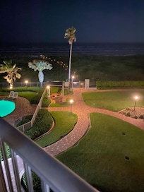 From the balcony, pretty ocean view.