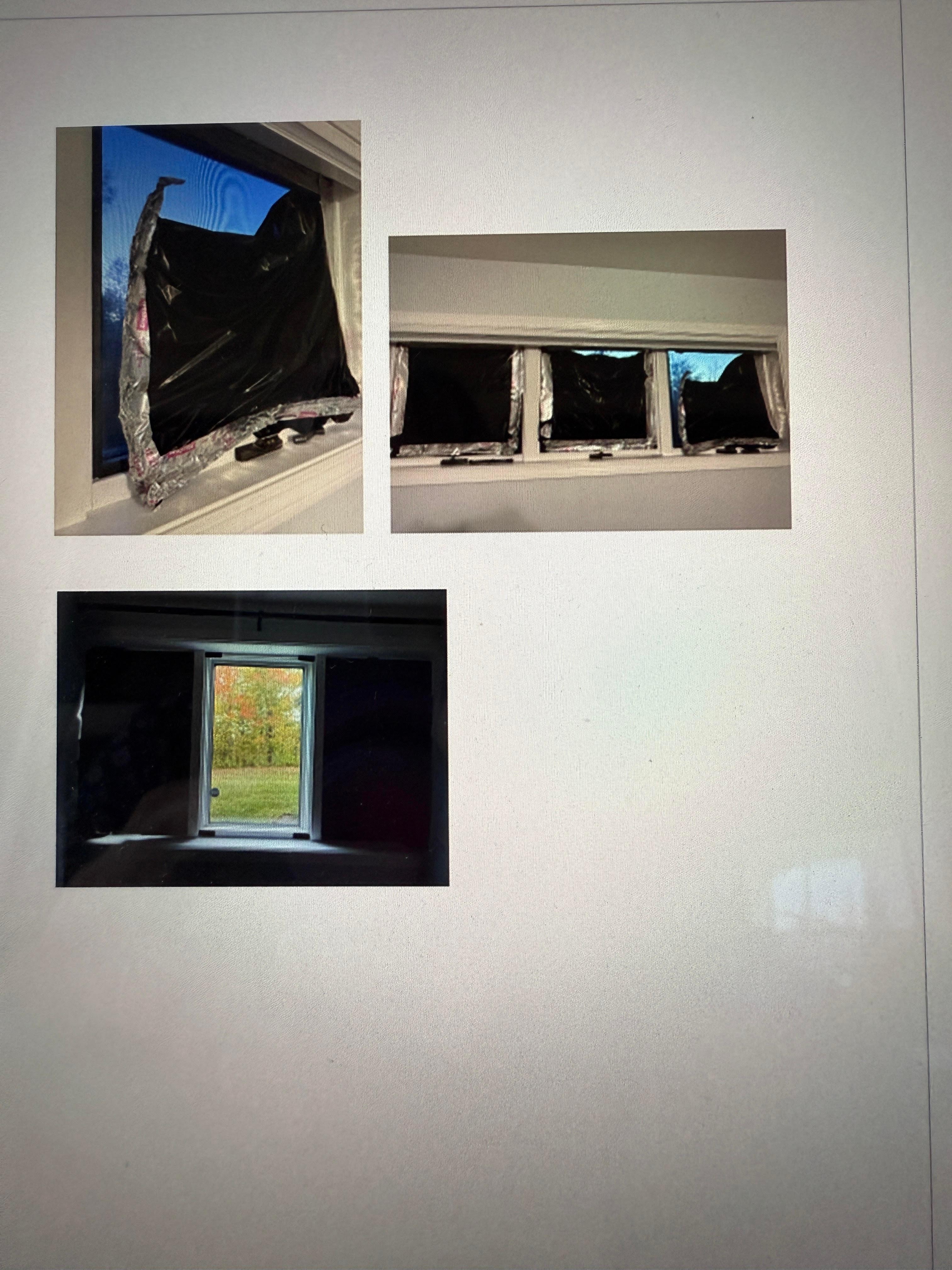 Five windows were covered in black plastics so they could not be seen out of.