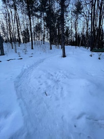 hill between cottage
and parking (about 150 feet to walk)