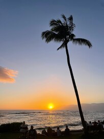 Sunset from the front of the building