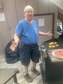 The big sister at the grill