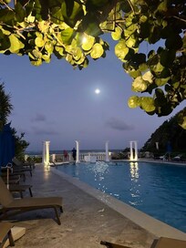 The "Historic" pool at night.