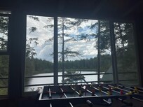 Glassed in porch with a view.